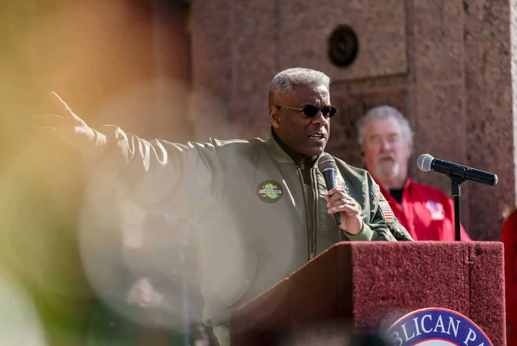 State GOP Chairman Allen West speaks at a Texas Republican Party rally on the east side of the Capitol Grounds on Jan. 9, 2021. Credit: Jordan Vonderhaar for The Texas Tribune