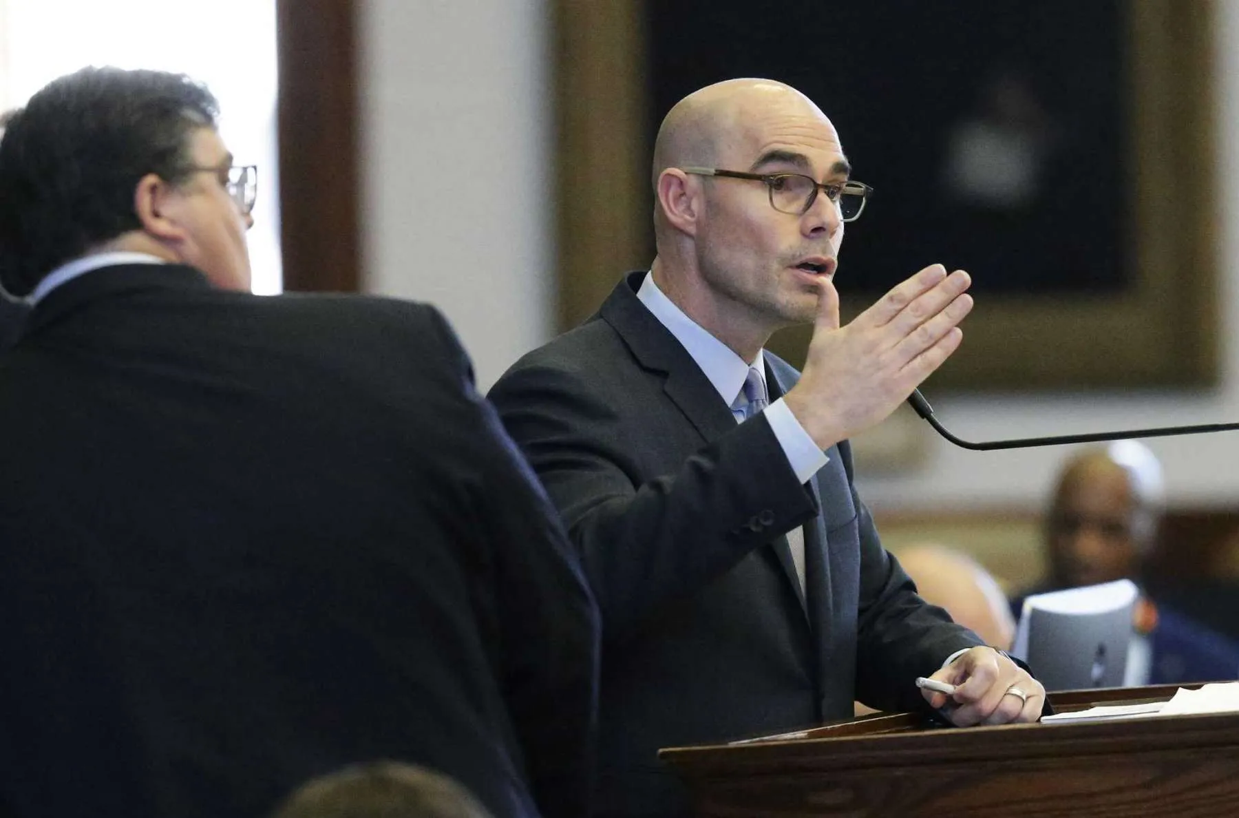 State Rep. Dennis Bonnen, R-Angleton, defends against amendments to his property tax relief bill on the floor of the Texas House during a special legislative session at the State Capitol on Aug. 12, 2017. Photo: Tom Reel, Staff / San Antonio Express-News