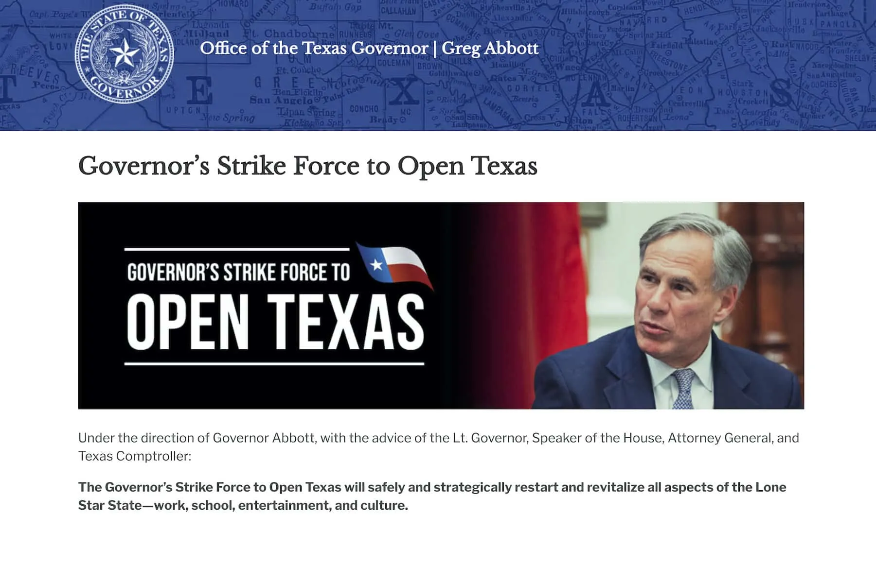 Reopening Texas Businesses in the Wake of COVID-19